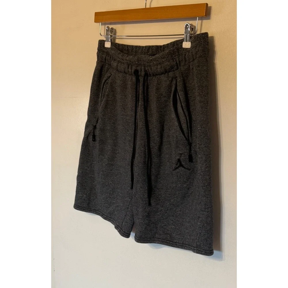 Jordan Mens Fleece Athletic Shorts Charcoal Grey Heather Jumpman Logo Size M